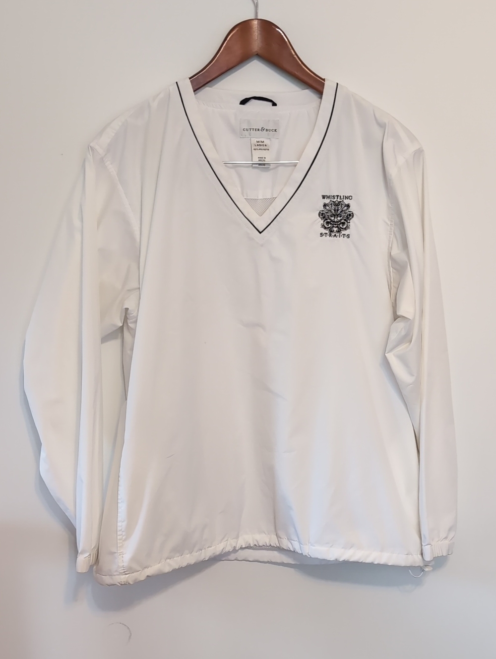 Cutter & Buck White Windbreaker Whistling Straits Embroidered Patch Women's Med